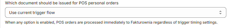 Document type selection for Shopify POS personal orders.